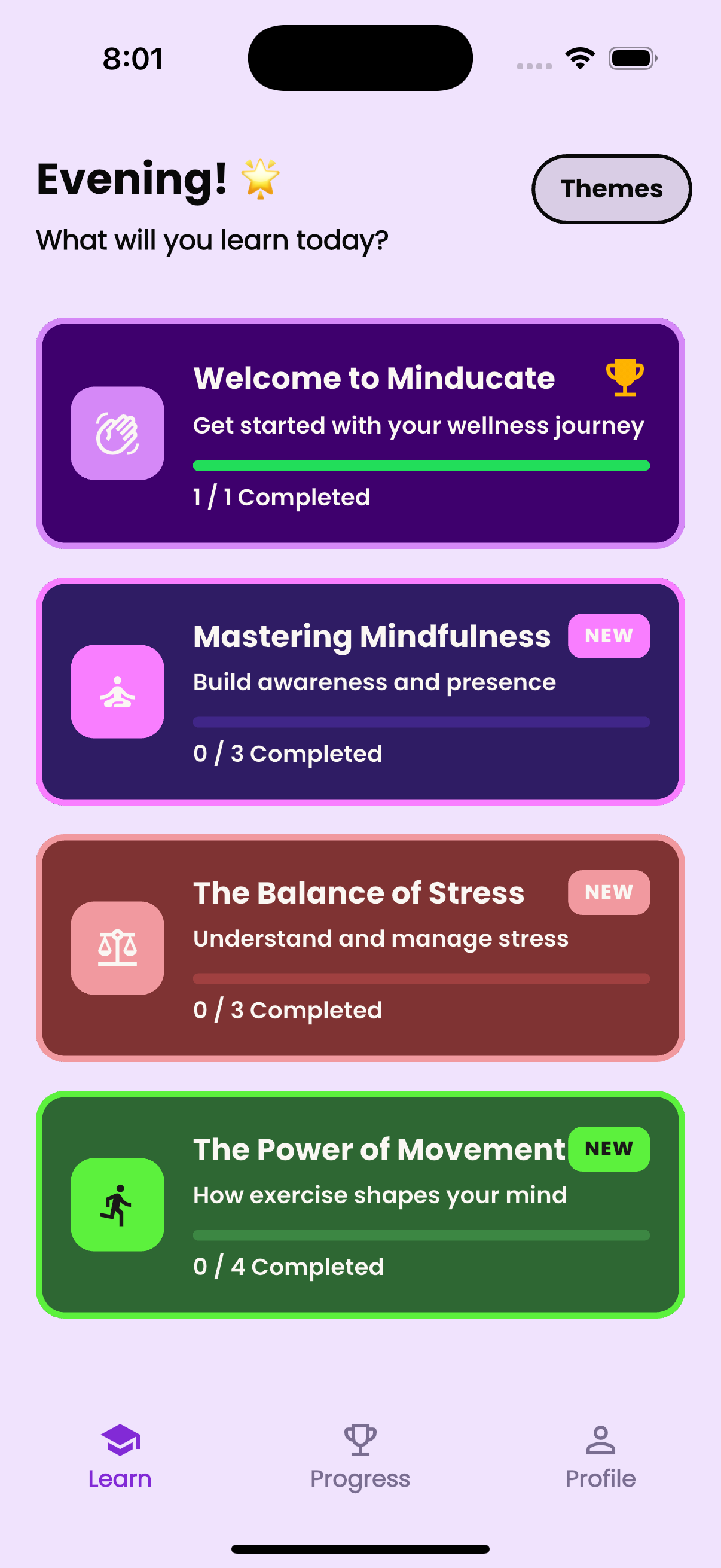 Preview of the Minducate app on a phone
